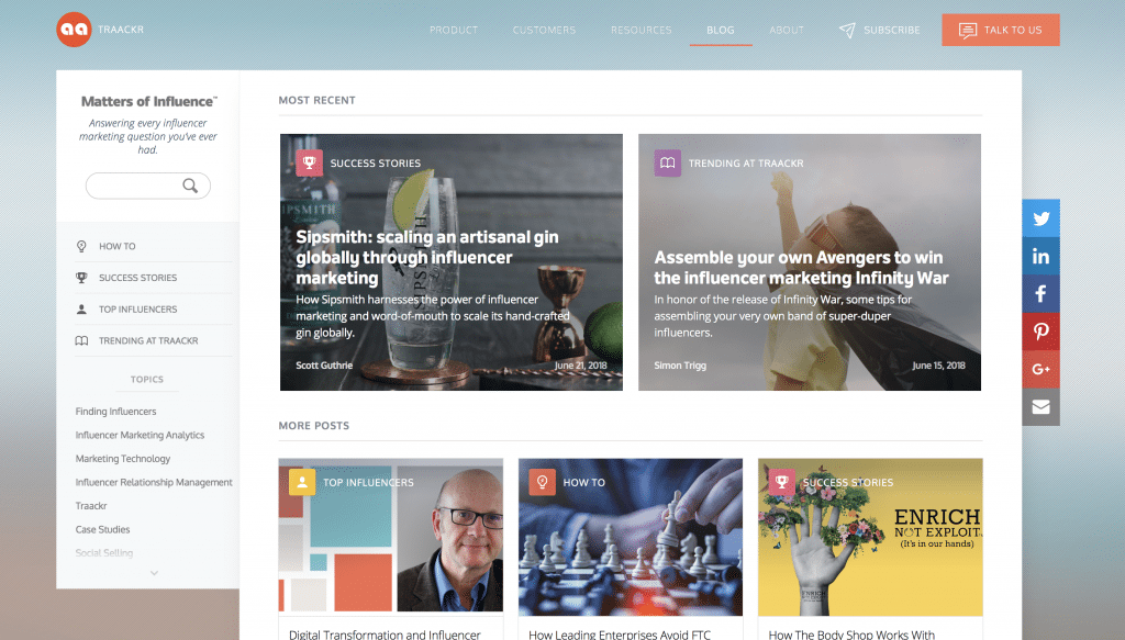 blog influencer marketing traackr