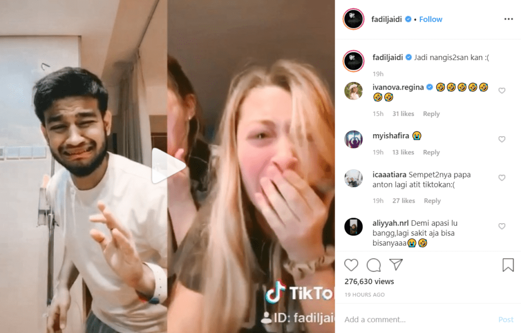 video tiktok fadil di instagram