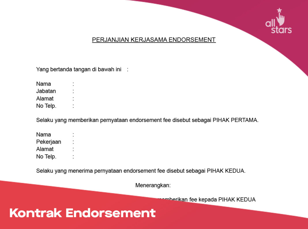 Yuk, lihat Contoh Kontrak Endorsement terlengkap!