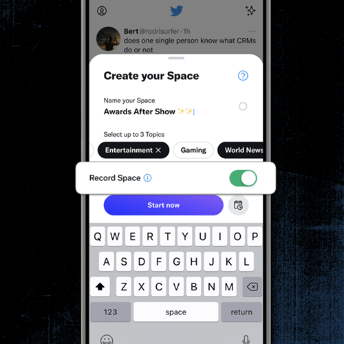 tampilan fitur record di twitter space