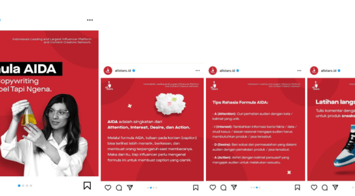 formula aida untuk instagram caraousel oleh allstars