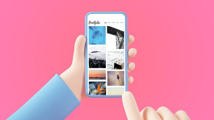 Porfolio,On,Cartoon,Smartphone,3d,Rendering portfolio content creator